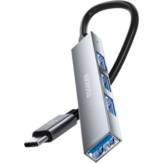 USB-hub ESSAGER Fengyang 4 in 1 Splitter (Type-C port) Silver Essager EHBC04-FY10-P