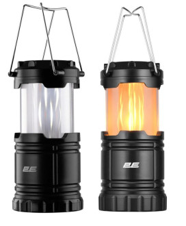 Ліхтар кемпінговий на батарейках 2E PLBL3AA Flame AAx3 200лм 3Вт складаний 2 режими освітлення полум’я/біле світло IP44 0.26кг 2E 2EPLBL3AA
