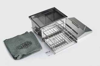 Коптильня с гидрозатвором нержавейка 1,5мм 400х300х330мм с чехлом и перчатками Сила