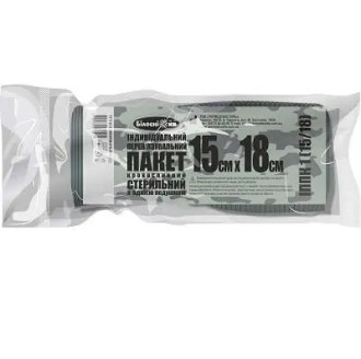 Перев'язувальний пакет кровоспинний 15х18 см Укрмедтекстиль 51105IS
