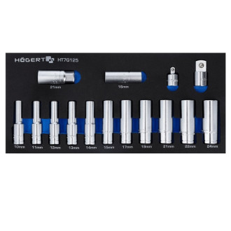 HOEGERT Набір шестигранних голівок з адаптерами, 15 шт. EVA HOEGERT 15 (HT7G125)