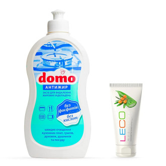 Набір Засіб для чищення, для кухні Антижир DOMO + Крем для рук LECO "Живильний" XADO