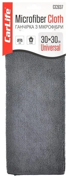 Ганчірка з мікрофібри сіра, 30х30 см CARLIFE CC937