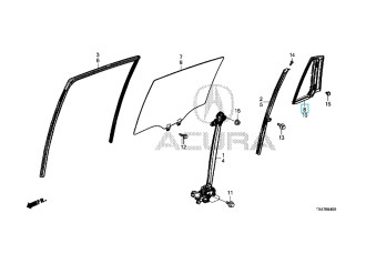 Скло заднє праве HONDA/ACURA 73410TX4A02